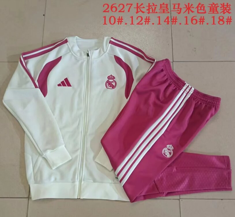 Kids Real Madrid 26/27 Tracksuit - Cream/Pink